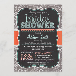 Invitación Cute Paisley Chalkboard look Bridal Shower