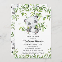 Invitación Cute Panda Bear Bamboo Greeneration Baby Shower