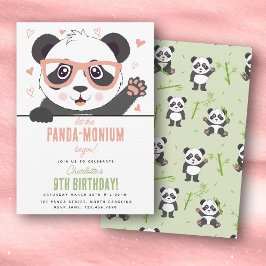 Invitación Cute Panda Bear Kawaii Girl Birthday Party