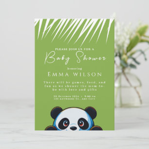 Invitación Cute Panda Bear Tropical Leaves Cumpleaños de Baby