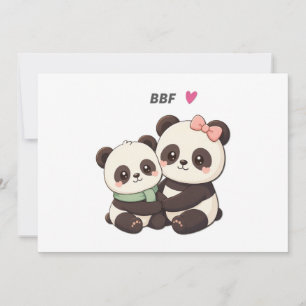 Invitación Cute Panda BFF – Best Friend Card