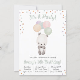 Invitación Cute Panda con la fiesta de cumpleaños de los glob