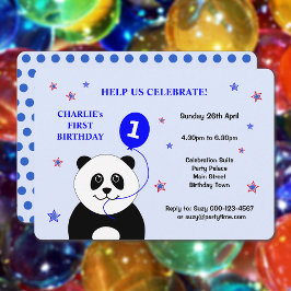 Invitación Cute panda fiesta de primer cumpleaños