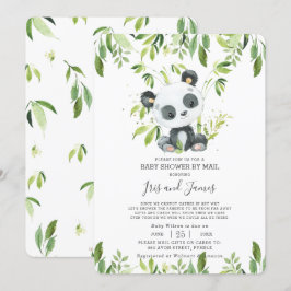 Invitación Cute Panda Green Baby Shower virtual por correo