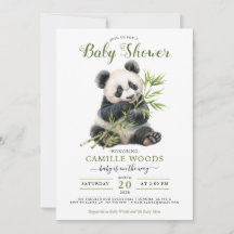 Cute Panda Greenery Baby Shower Género neutro