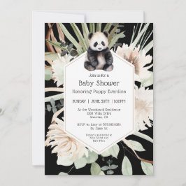 Invitación Cute Panda Greenery Baby Shower Género neutro