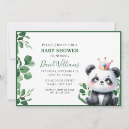 Invitación Cute Panda Greenery Gender Neutral Baby Shower