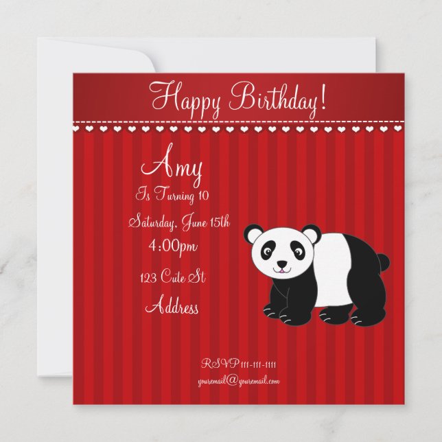 Invitación Cute panda invitation (Anverso)