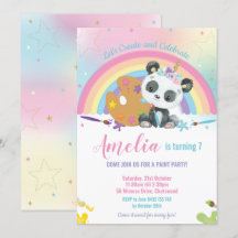 Cute Panda Rainbow Art Paint Chica de la fiesta de