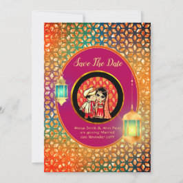 Invitación Cute pareja de Personalizados indios salva la foto