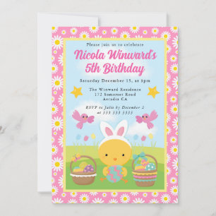 Invitación Cute Pascua Pollito Primavera Cumpleaños Niños