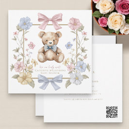 Invitación Cute pastel código QR de la fiesta de bebé con tem