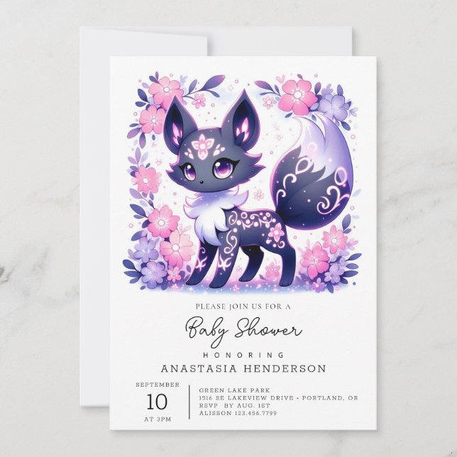 Invitación Cute Pastel Fox Baby Shower (Anverso)