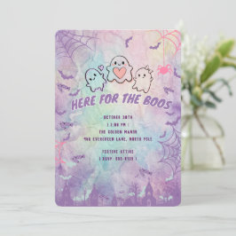 Invitación Cute Pastel Ghost "Aquí por los Boos" Halloween