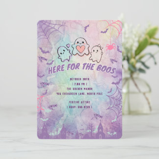 Invitación Cute Pastel Ghost "Aquí por los Boos" Halloween 