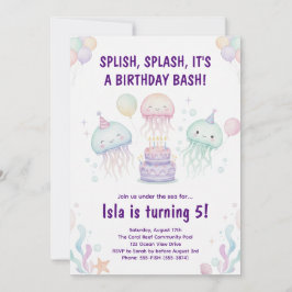 Invitación Cute Pastel Jellyfish Birthday Party Invitation
