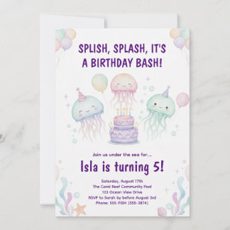 Invitación Cute Pastel Jellyfish Birthday Party Invitation