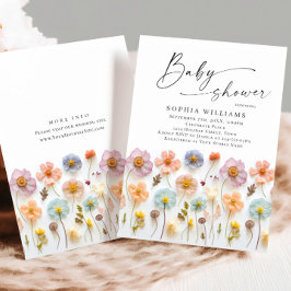 Invitación Cute Pastel Pink Boho Wild Flowers Baby Shower