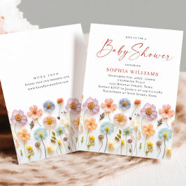 Invitación Cute Pastel Pink Boho Wild Flowers Baby Shower