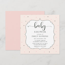 Invitación Cute Pastel Polka Chica Baby Shower Square
