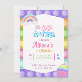 Invitación Cute Pastel Pop It Fidget Chicas Cumpleaños