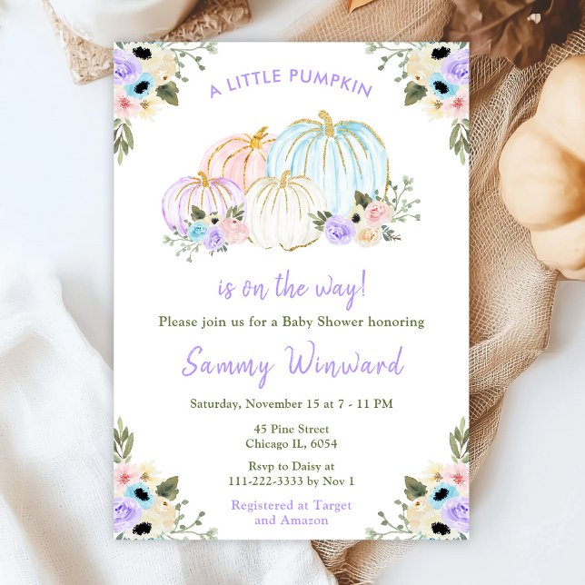 Invitación Cute Pastel Pumpkins Baby Shower (Subido por el creador)