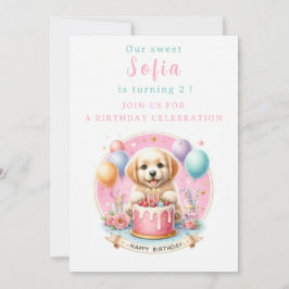 Invitación Cute Pastel Puppy Labrador - Cumpleaños