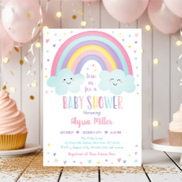 Invitación Cute Pastel Rainbow Clouds Baby Shower