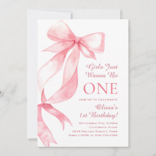 Invitación Cute Pastel Rosa Coquette Baby Girl Cumpleaños
