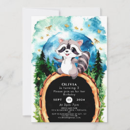 Invitación Cute Pastel Woodland Raccoon Cumpleaños