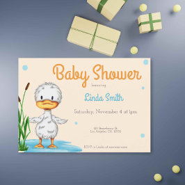Invitación Cute pato blanco en un Baby Shower neutral de esta