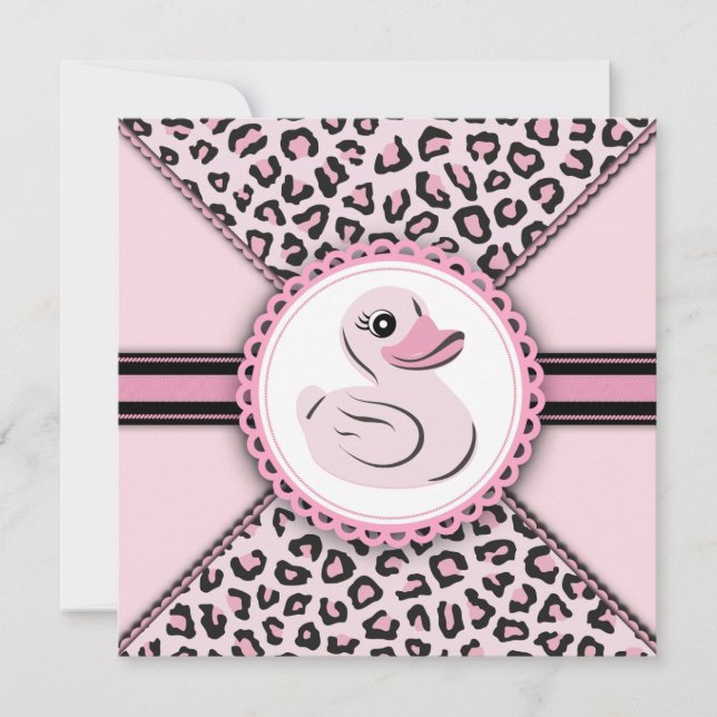 Invitación Cute Pato de Goma Rosado Baby Shower (Anverso)