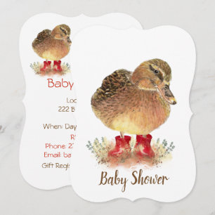 Invitación Cute pato en Baby Shower de los robots rojos