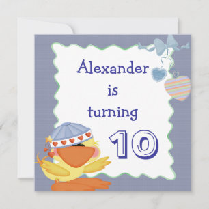 Invitación Cute Pato Y Corazones De Amor Cumpleaños 10