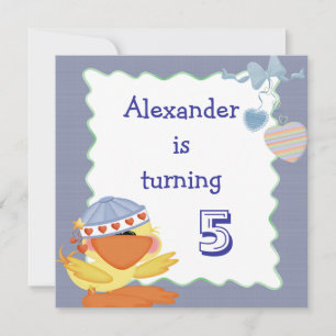 Invitación Cute Pato Y Corazones De Amor Cumpleaños 5