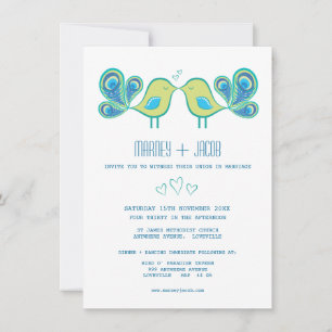 Invitación Cute Peacock Amo Aves Boda