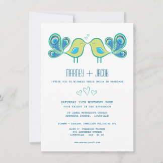 Invitación Cute Peacock Amo Aves Boda
