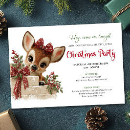 Invitación Cute peeking reindeer Xmas invite editable file