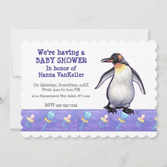 Invitación Cute Penguin Baby Shower (Anverso)