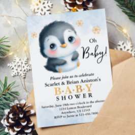 Invitación Cute Penguin Baby Shower