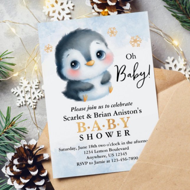 Invitación Cute Penguin Baby Shower (Subido por el creador)