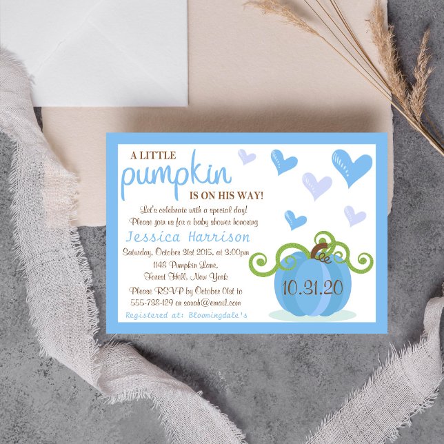 Invitación Cute Pequeño Calabaza Boys Baby Shower (Subido por el creador)