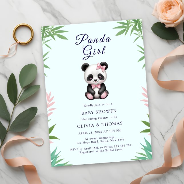 Invitación Cute pequeño Chica de Panda Baby Shower (Subido por el creador)