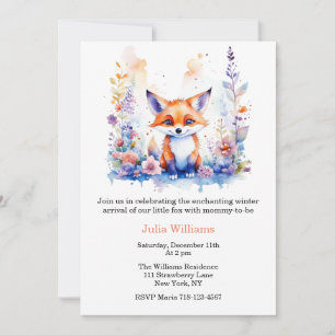 INVITACIÓN CUTE PEQUEÑO FLUFFY BEBÉ FOX FLORAL BABY SHOWER