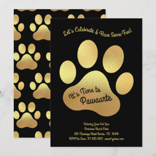 Invitación Cute Perro Paw Imprimir Niños Primer Cumpleaños Or