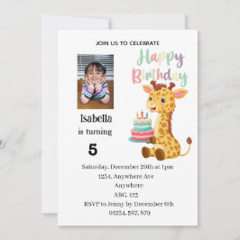 Invitación Cute Personalised Giraffe Birthday Party