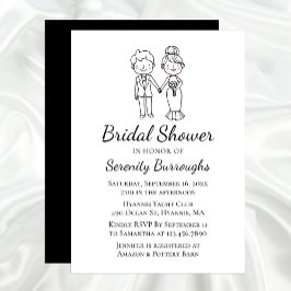 Invitación Cute Personalizado Bride Groom Black Bridal Shower