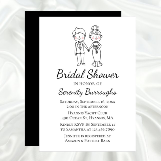 Invitación Cute Personalizado Bride Groom Black Bridal Shower (Subido por el creador)