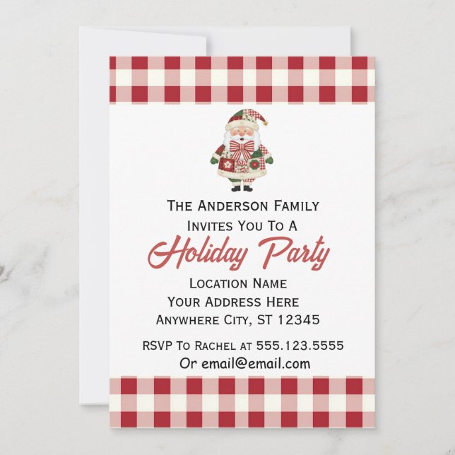 Invitación Cute Personalized Santa Christmas Holiday (Anverso)