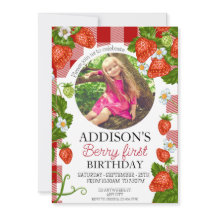 Cute Photo Red Blue Berry Sweet 1er cumpleaños